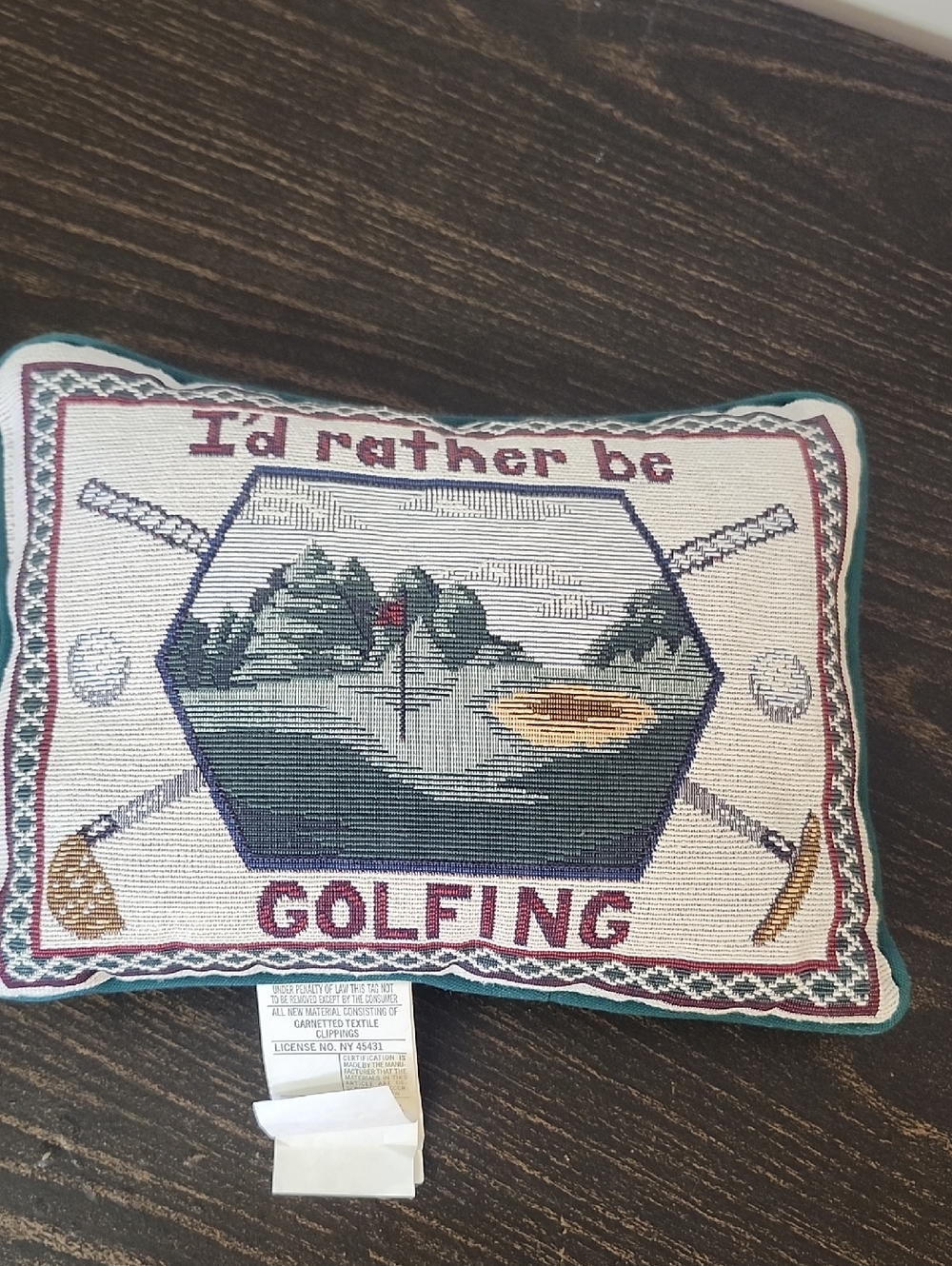 Vintage Style Golf Tapestry Small Accent Pillow Woven  Decor